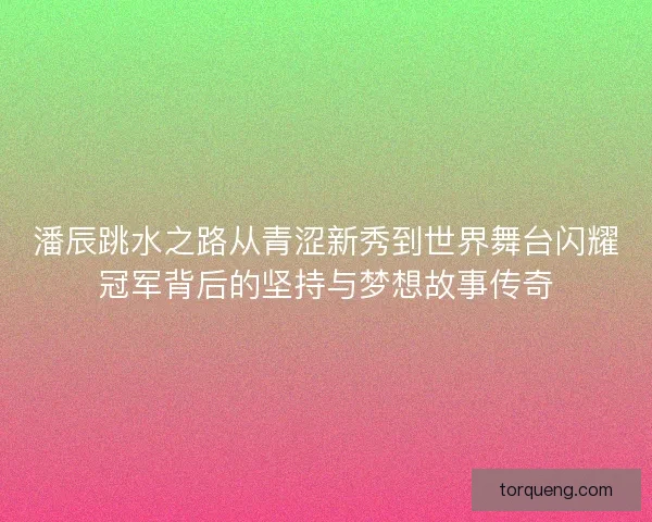 潘辰跳水之路从青涩新秀到世界舞台闪耀冠军背后的坚持与梦想故事传奇