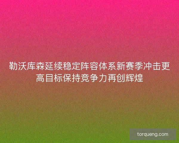 勒沃库森延续稳定阵容体系新赛季冲击更高目标保持竞争力再创辉煌